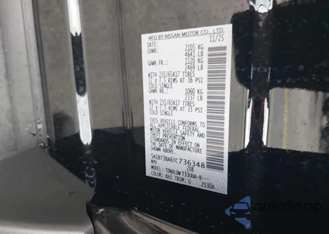 2026 Nissan Rogue Sv из США, поврежденный, VIN 5N1BT3BA6TC736348